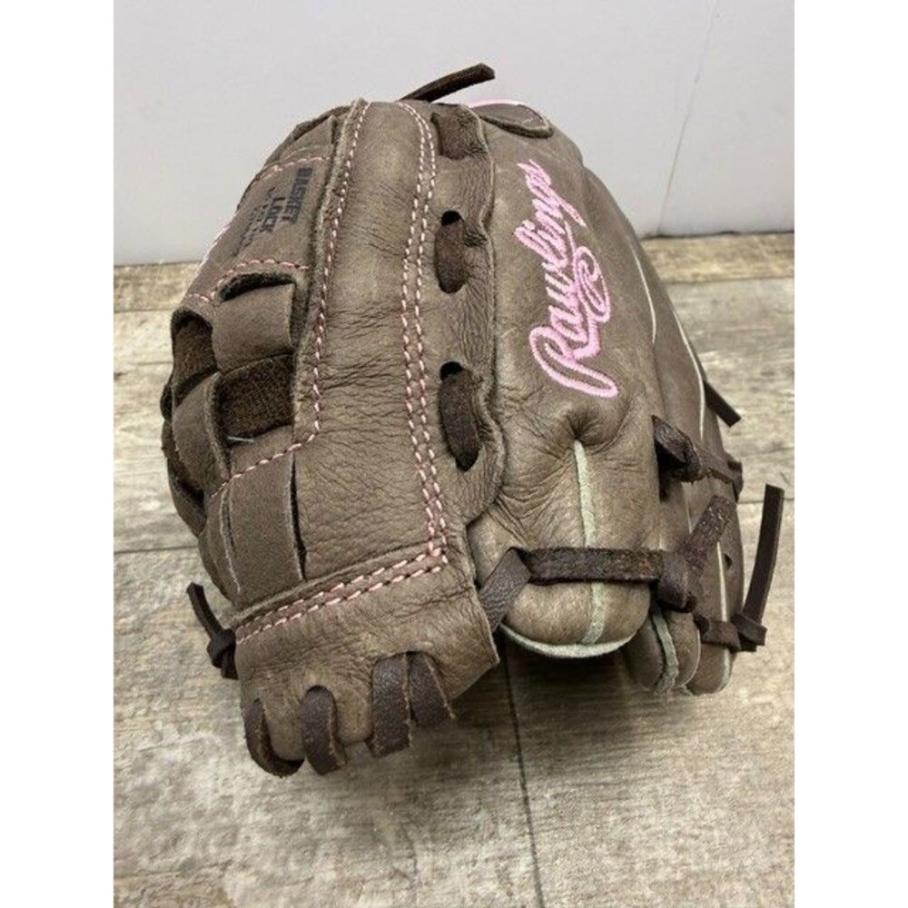 Rawlings Softball Glove 11” Girls RHT Leather FP110 Fastpitch Brown-Pink